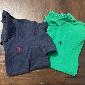 Lot of 2 US Polo Association Men's Size Large Logo Polos Blue/Green